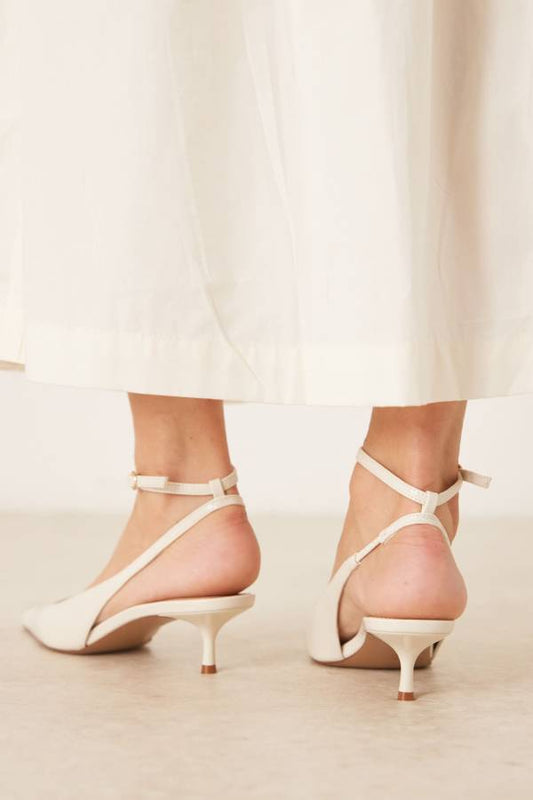 White Pointed-Toe Stiletto Sandals