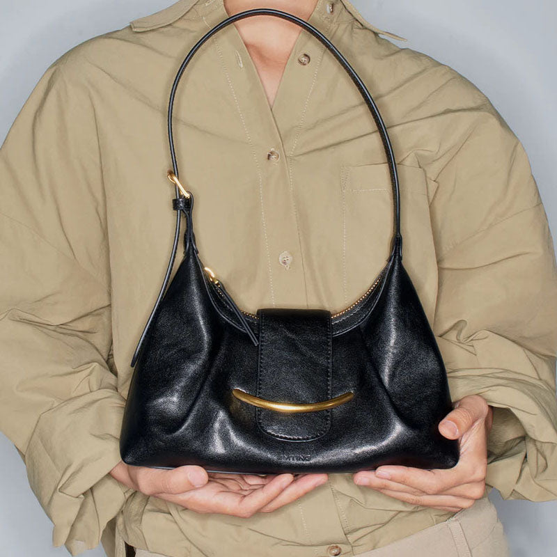 Trendy Crescent Solid Color Tote Shoulder Bag