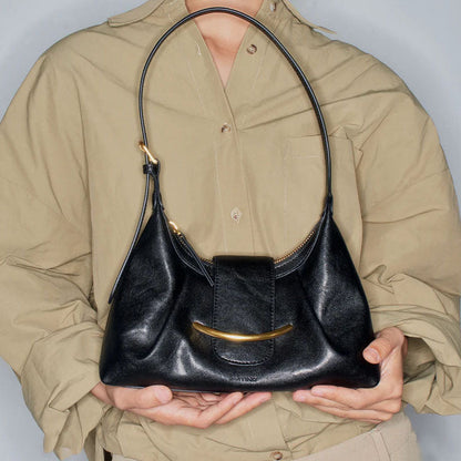 Trendy Crescent Solid Color Tote Shoulder Bag