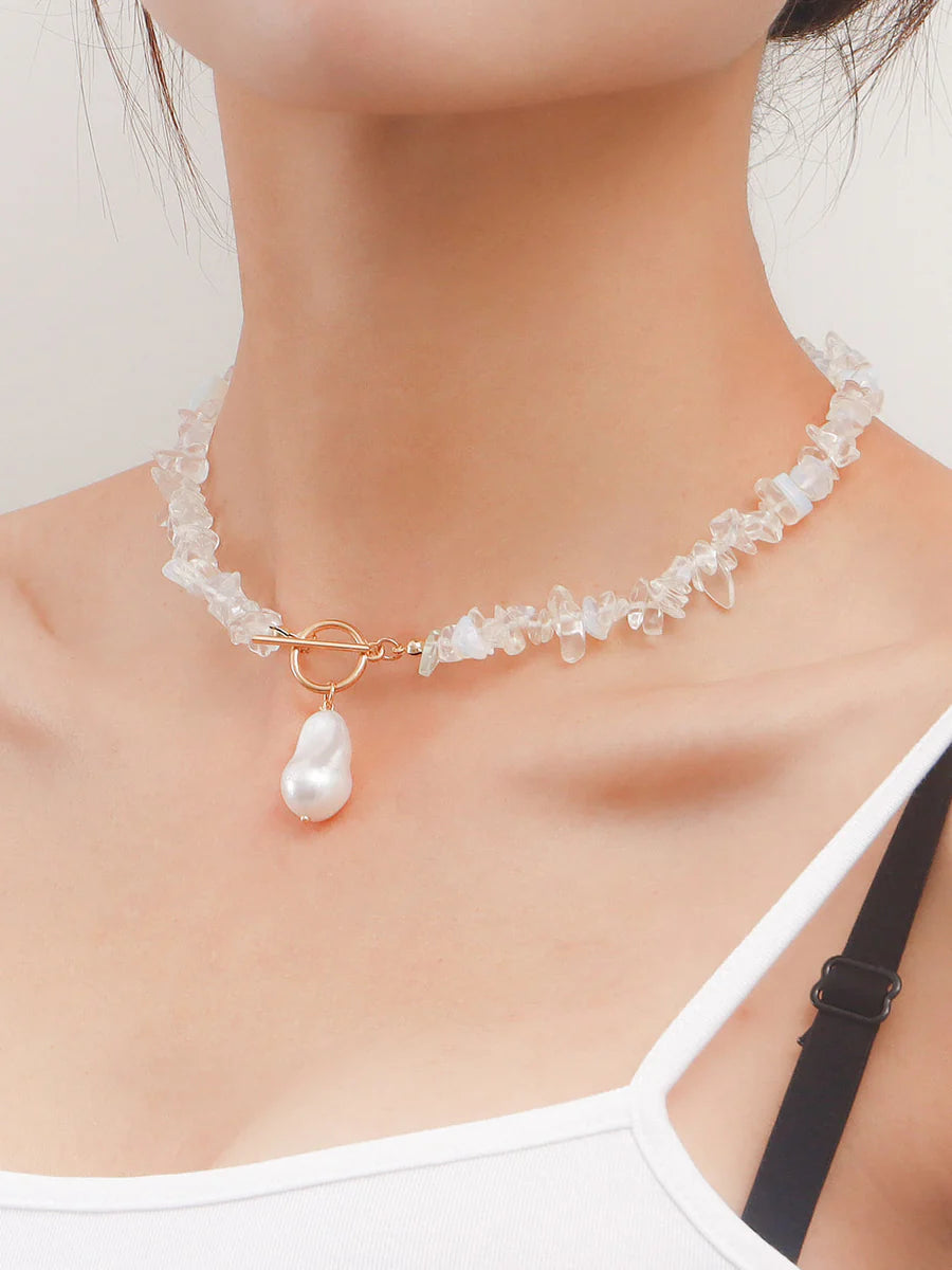 Statement Coral Chip \u0026 Pearl Necklace
