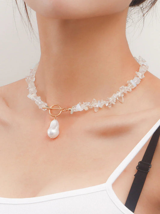Statement Coral Chip \u0026 Pearl Necklace