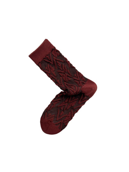 Rufia - Geometric Pattern Color-Block Mid-Crew Socks