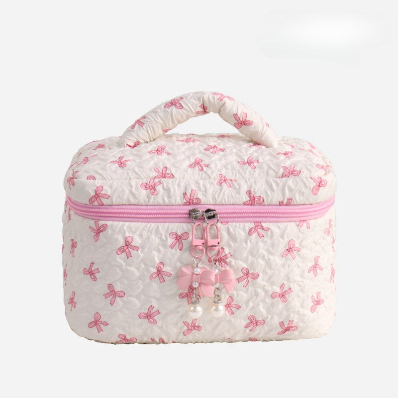 Bow Print Large Capacity Sweet Make Up Bag