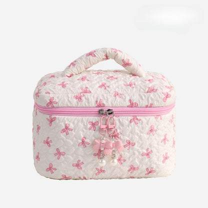 Bow Print Large Capacity Sweet Make Up Bag