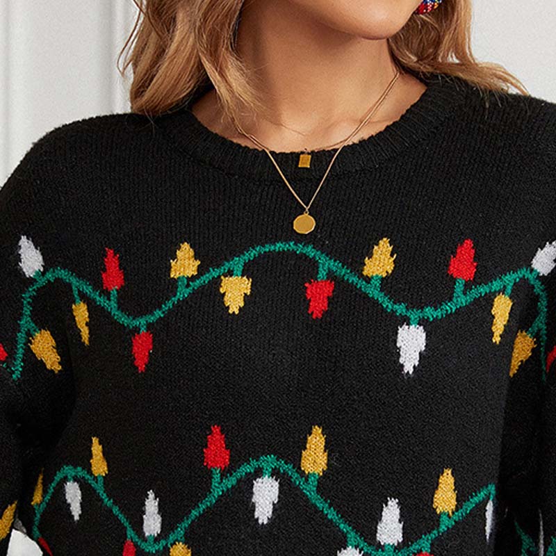 Funny Colorful Lights Loose Knit Christmas Sweater