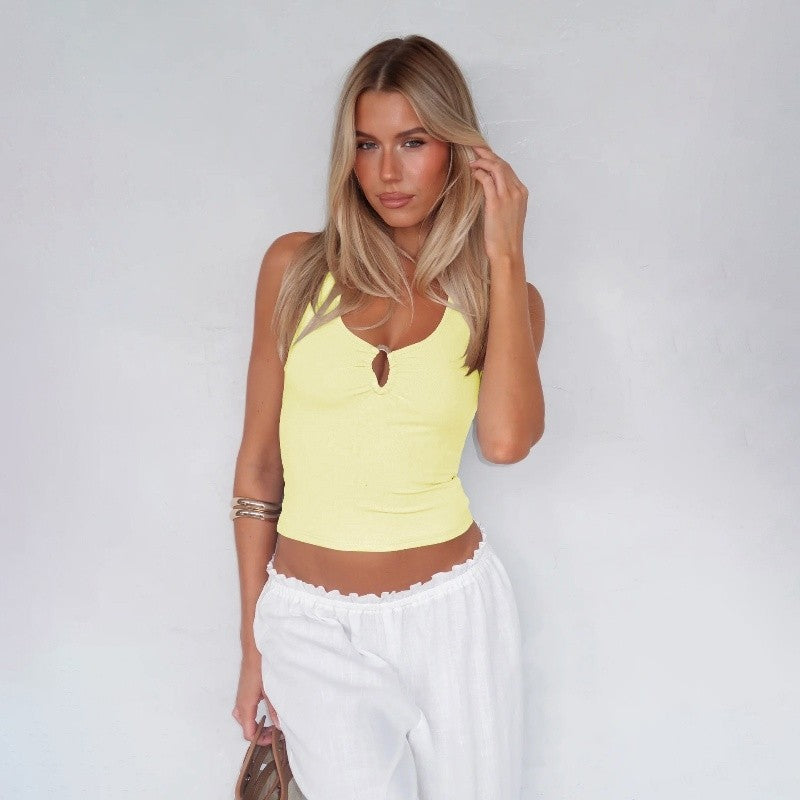 Metal Buckle Hollow Out Necklace Vest