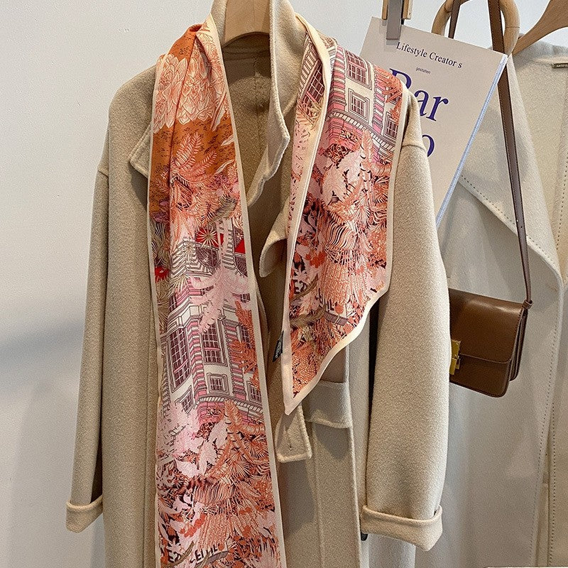 Fashion Print Long Scarf Intellectual All-Match Artistic Retro Gift