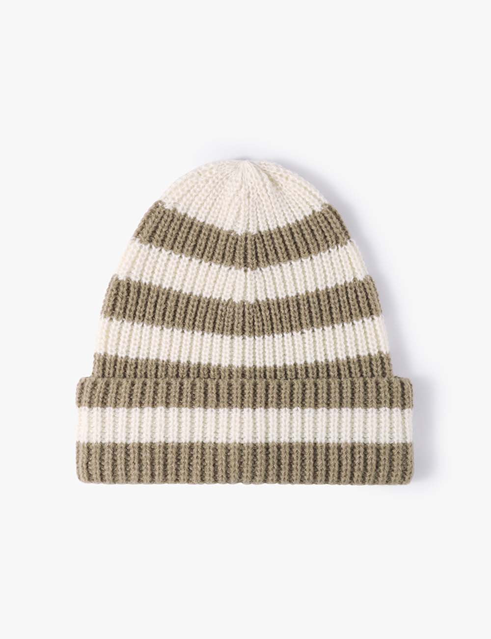Trendy Striped Color Block Thicken Cuff Beanie
