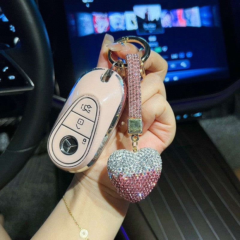 Full Diamond Heart Keychain Pendant