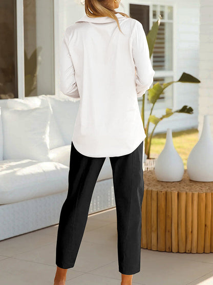 Long Sleeves Loose Buttoned Lapel Blouses&Shirts Tops