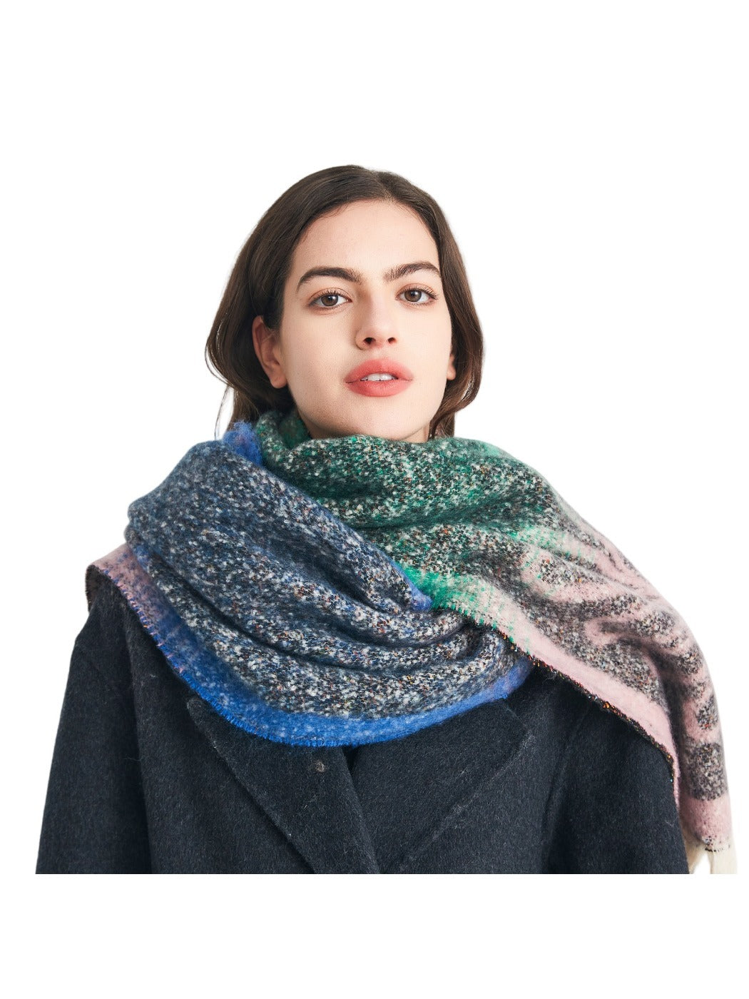 Scarvii - Tassel Scarf with Big Flower Jacquard Scarf