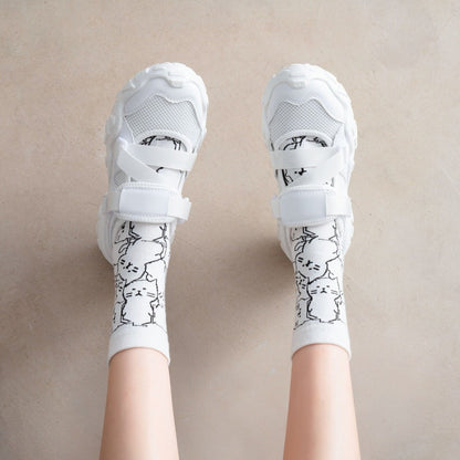 Rufia - Cartoon Cat Mid-Calf Socks