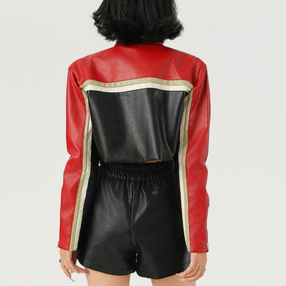 Color Block Motorcycle Jacket