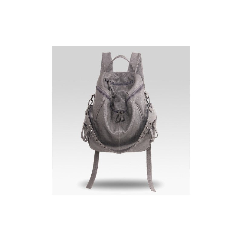 Plain Large Capacity Riveted Shoulders Bag