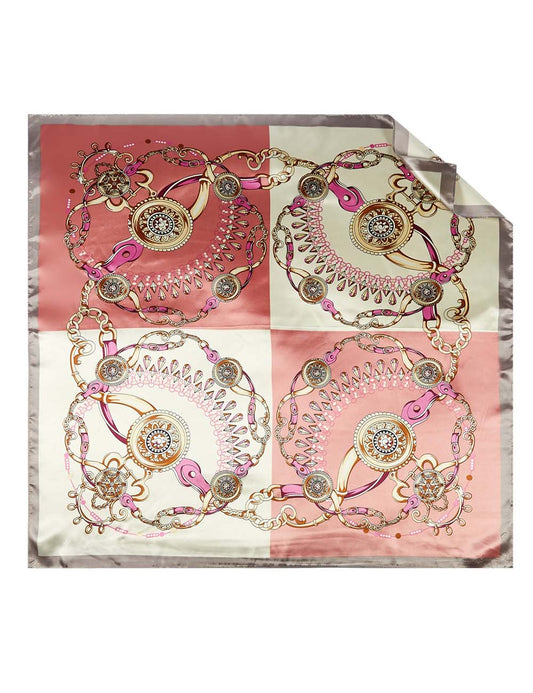 Vintage Splicing Patterns Square Satin Scarf