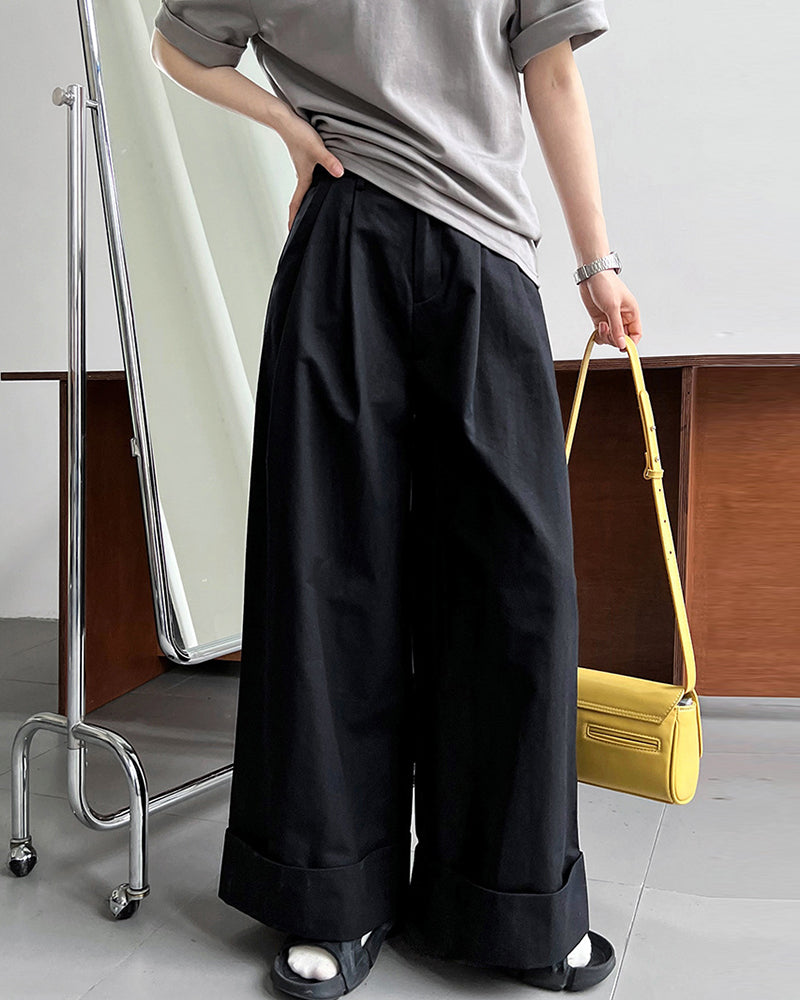 Wide Pants Loose Solid Color Bottoms
