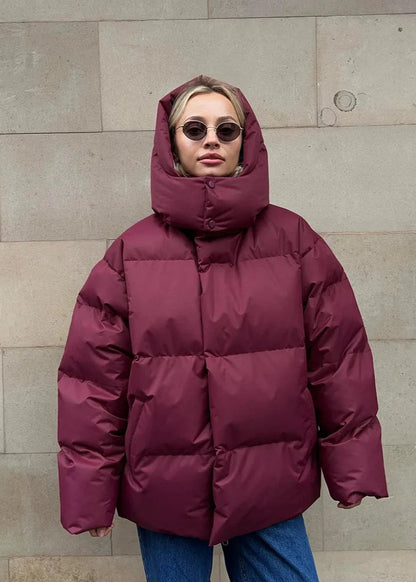 Oversized Puffer Jacket Padded Cotton Blend