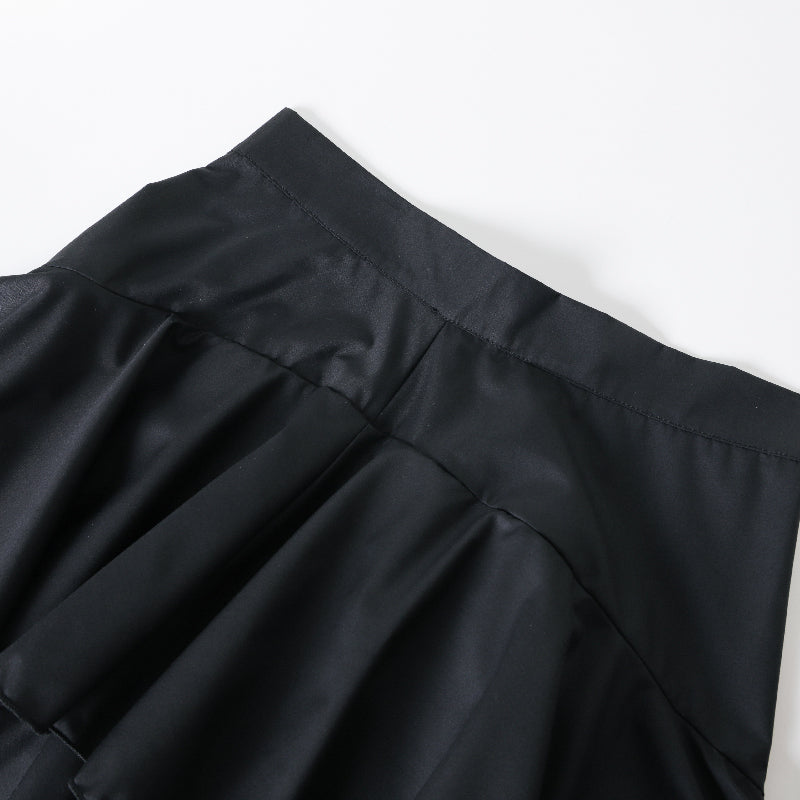 A-Line High Waisted Falbala Solid Color Long Skirts
