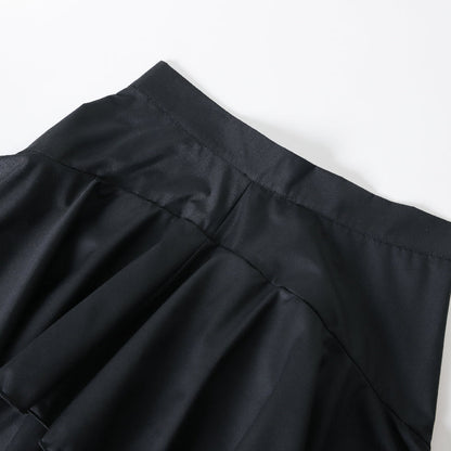 A-Line High Waisted Falbala Solid Color Long Skirts