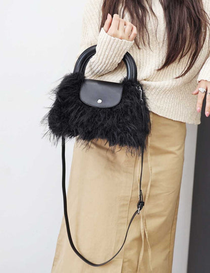 Trendy Fluffy Fur Tote Shoulder Bag