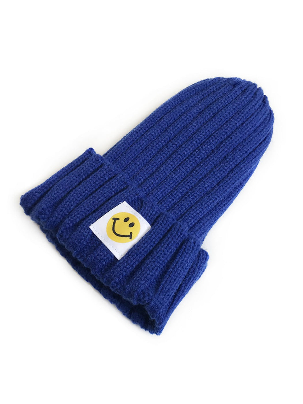 Haila - Winter Striped Knitted Beanie Embroidered Smile Motif