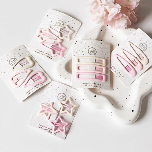Pink Simple Star Love Hair Clips