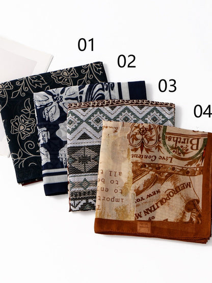 Scarvii - Ethnic Print Polyester Square Scarf Shawl