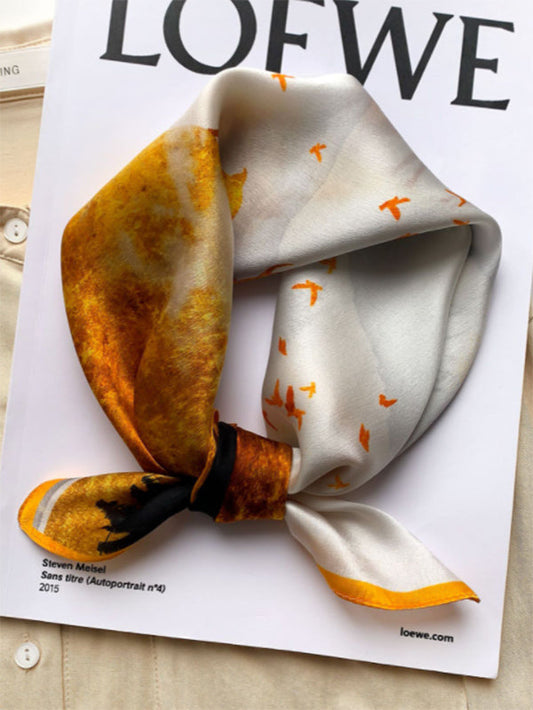 Stylish Tie-Dyed Mulberry Silk Hair Band&Silk Scarf