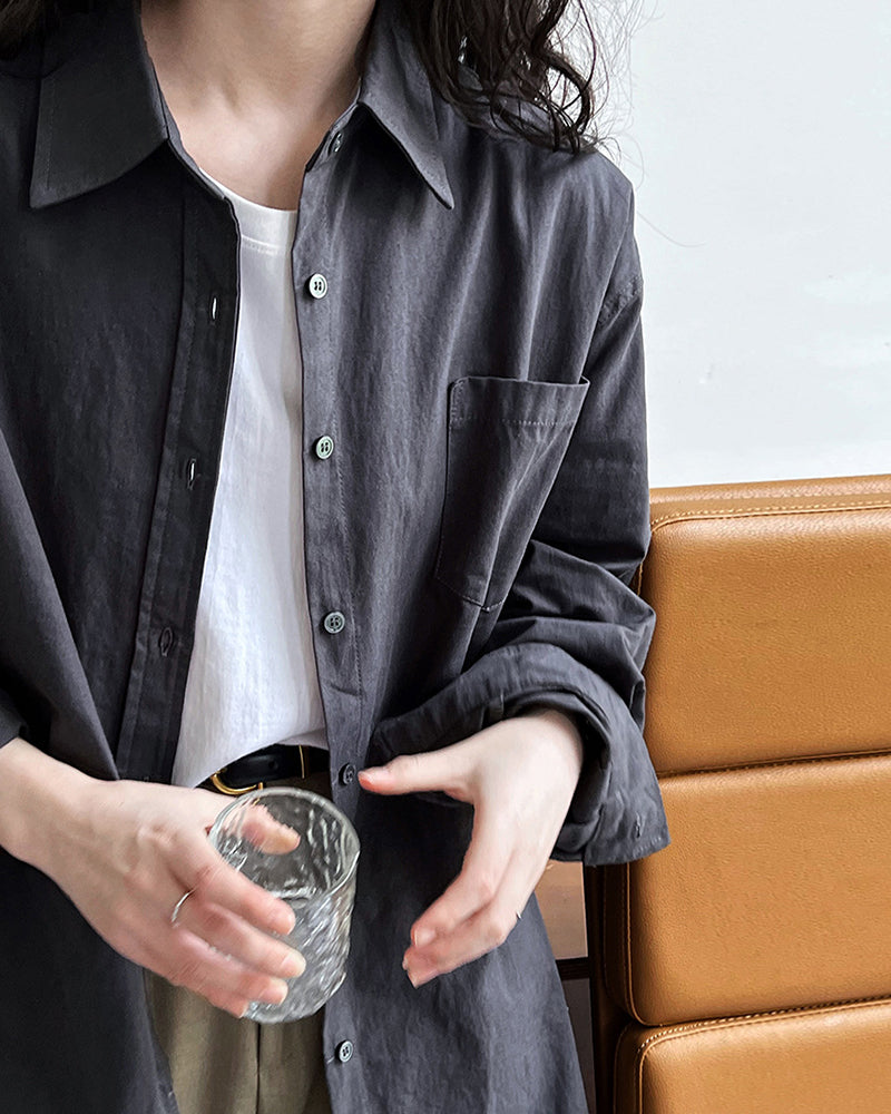 Long Sleeves Loose Blouses&Shirts Tops Outerwear Tops