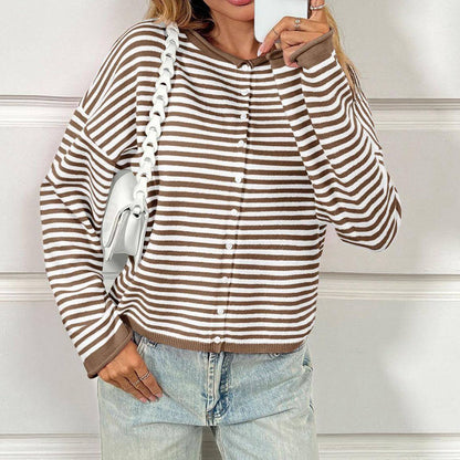 Striped Color Block Sweater Cardigan