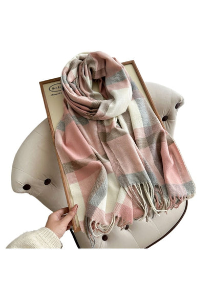 Scarvii - Colorblock Plaid Winter Scarf for Women