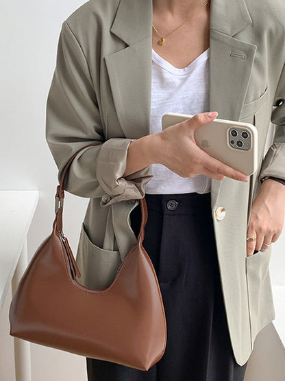 Geometric Split-Joint Zipper Shoulder Bags Handbags