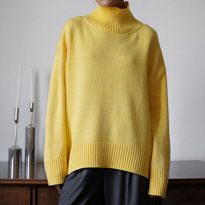 Winter High Neck Solid Color Knit Sweater