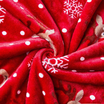 Plush Snowflake Reindeer Warm Throw Blanket