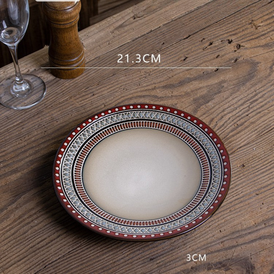 Ciro - Bohemian Style Ceramic Dinner Plate – 8 Inch
