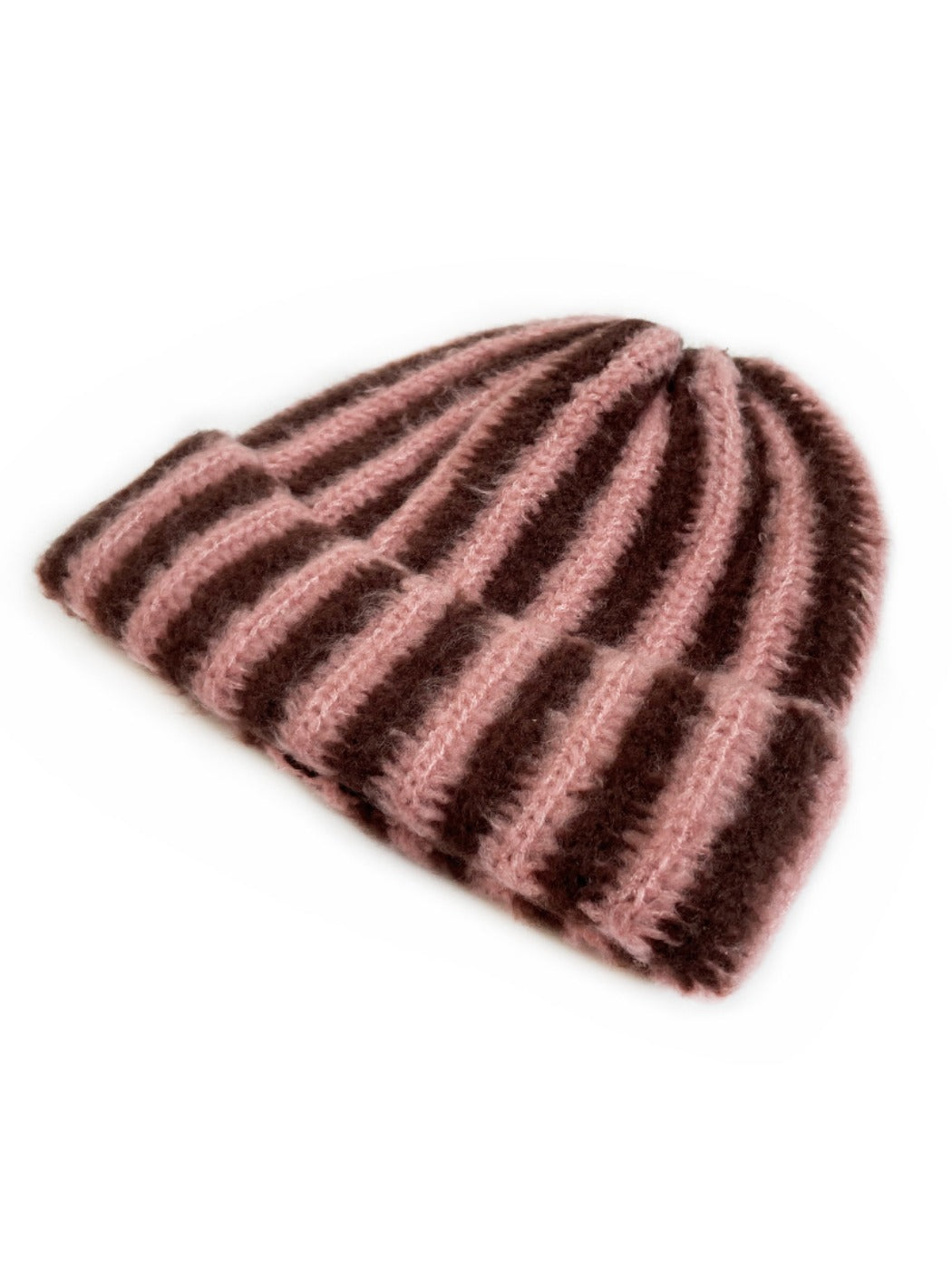 Haila - Color-block Striped Cuffed Knitted Beanie - Warm &amp; Stylish