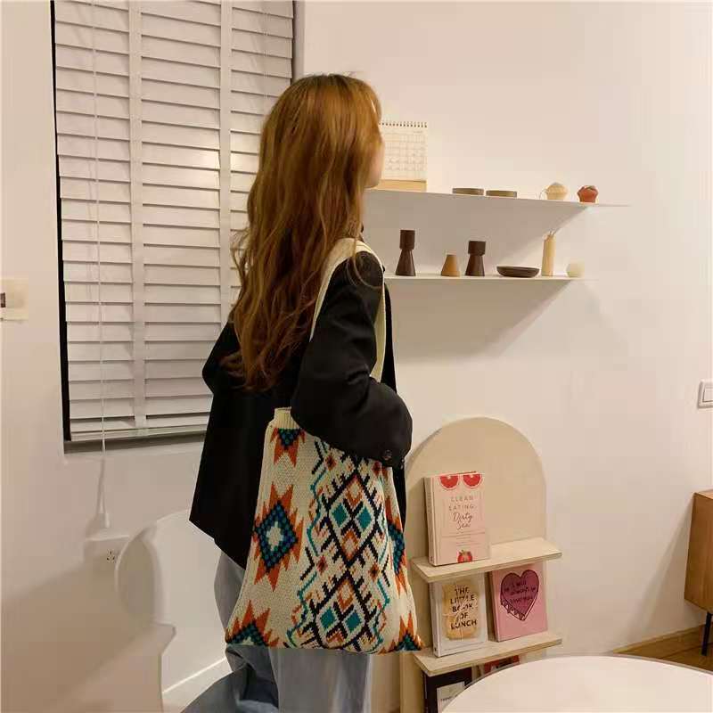 Crochet Tote Bag Ethnic Style Knitted Bag