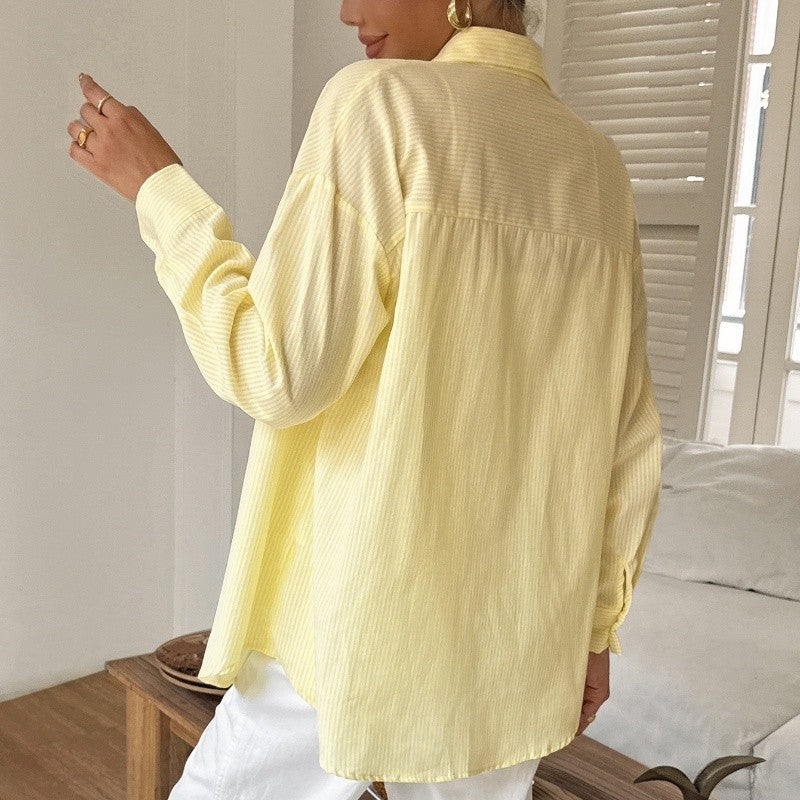Striped Collar Long Sleeve Shirt