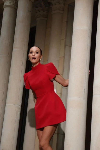 Bowknot Cut Out Mini Dress In Red