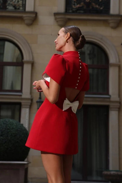 Bowknot Cut Out Mini Dress In Red