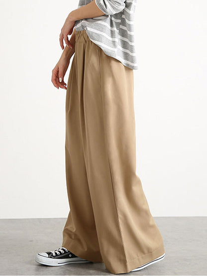 Uraban Simple Solid Color Plus Loose Casual Wide-Leg Pants