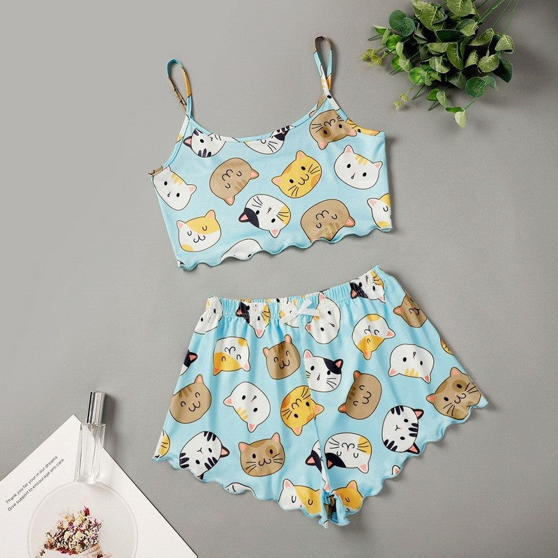 Floral Cami Shorts Set - Home Loungewear