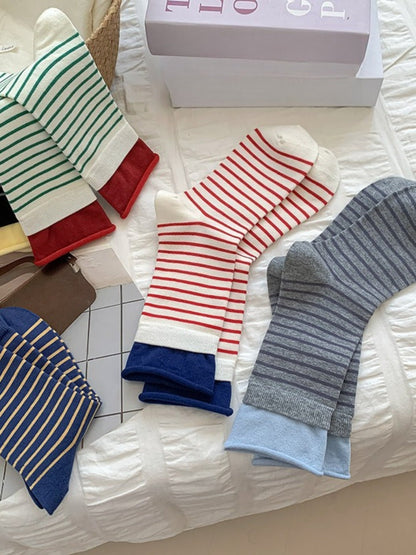 Rufia - Stripe Color-Block Mid-Calf Capsule Socks