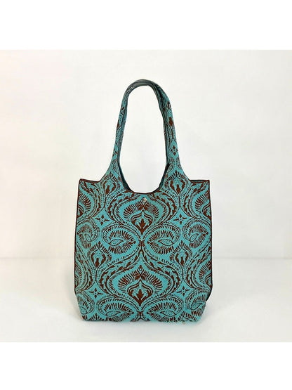 Cosbai - Vintage-patterned Shoulder &amp; Tote Bag