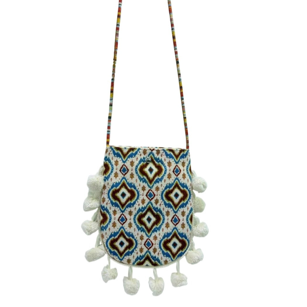 Cosbai - Retro Atlas-Pattern Knit Shoulder Bag - Vintage &amp; Practical