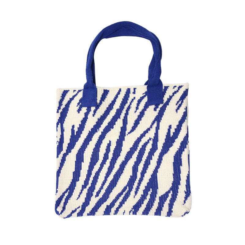 Crochet Tote Bag Shoulder Bag Striped Bag