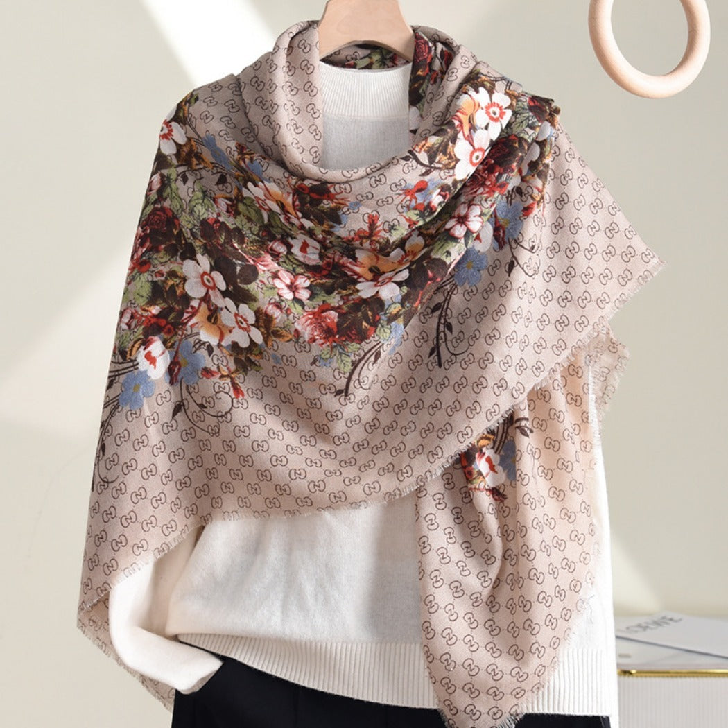Scarvii - Floral Print Square Scarf