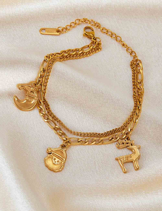 Trendy Reindeer Pendant Stainless Steel Bracelet