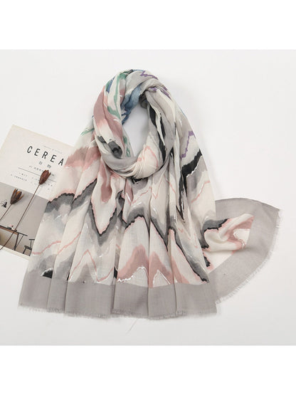 Scarvii - Color-Blocked Shawl Scarf with Tassels - Stylish &amp; Versatile