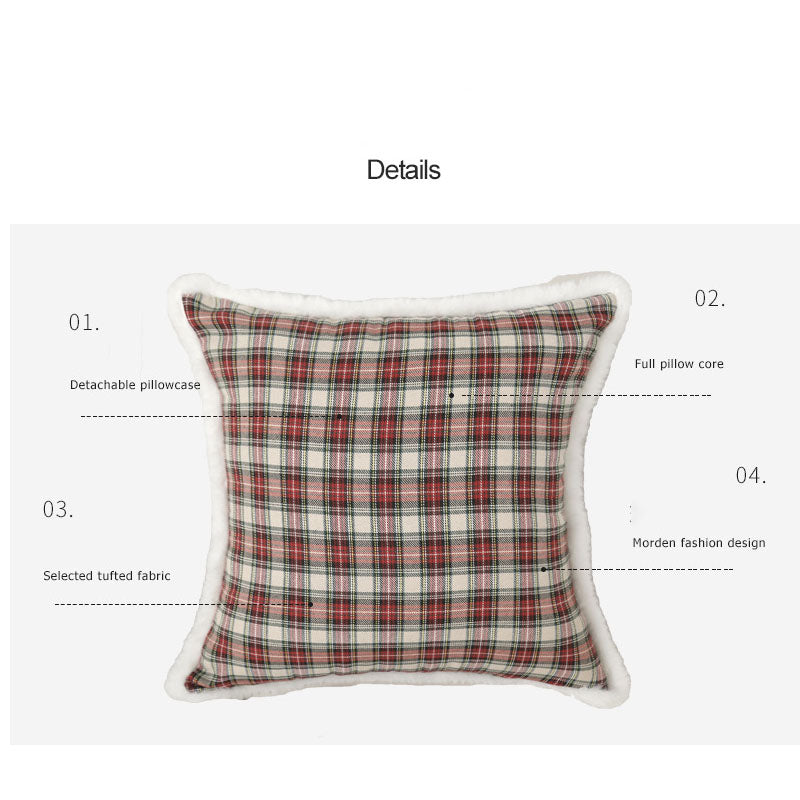 Simple Square Plaid Christmas Throw Pillow Case